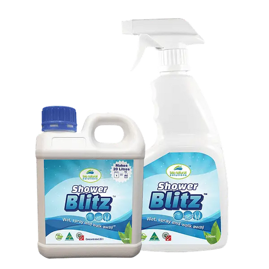 Shower BlitzIntroducing Shower Blitz™ - the ultimate solution for a sparkling clean shower! With its wet spray and walk away formula, cleaning your shower has never been easier.Sapphire Facility Services