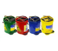 Mop Bucket 16L - 4 ColoursSuits left and right handed users Heavy-duty plastic body and castors Non-Slip pedal and foot base 16L capacitySapphire Facility Services